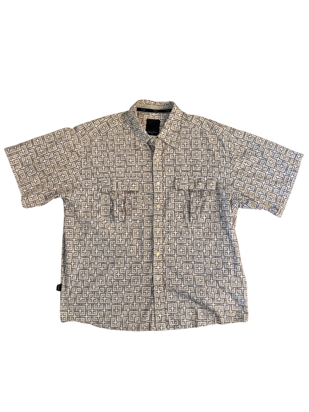 Y2K Sean John Short Sleeve Link Patterned Shirt